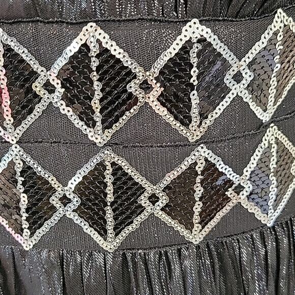 Joseph Ribkoff Y2K Baby Doll Dress Women's 10 Black Silver Sequin Festive Season - Picture 3 of 14